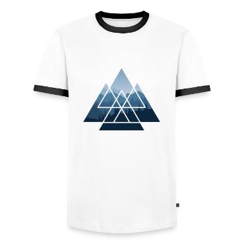 Baum Wald Natur Dreieck Umweltschutz - Männer Kontrast-T-Shirt - Weiß/Schwarz - Vorne - AI Model Female 172 light (172cm) & AI Model Male 178 dark (178cm)