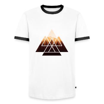 Forest Nature Lovers Triangle Climate Protection - Men's Ringer Shirt - white/black - Front - AI Model Female 172 light (172cm) & AI Model Male 178 dark (178cm)