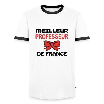 BESTER LEHRER IN FRANKREICH - Männer Kontrast-T-Shirt - Weiß/Schwarz - Vorne - AI Model Female 172 light (172cm) & AI Model Male 178 dark (178cm)