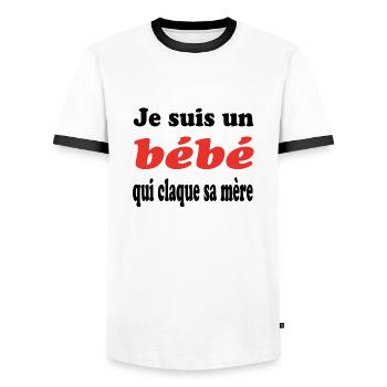 JE SUIS UN bébé QUI CLAQUE SA MERE - T-shirt contrasté Homme - blanc/noir - Devant - AI Model Female 172 light (172cm) & AI Model Male 178 dark (178cm)
