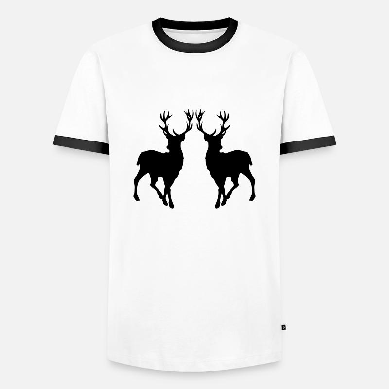 reh silhouette 02 - Männer Kontrast-T-Shirt - Weiß/Schwarz