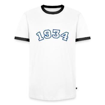 1934 bleu sport - T-shirt contrasté Homme - blanc/noir - Devant - AI Model Female 172 light (172cm) & AI Model Male 178 dark (178cm)
