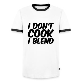 I Don't Cook I Blend - Men's Ringer Shirt - white/black - Front - AI Model Female 172 light (172cm) & AI Model Male 178 dark (178cm)