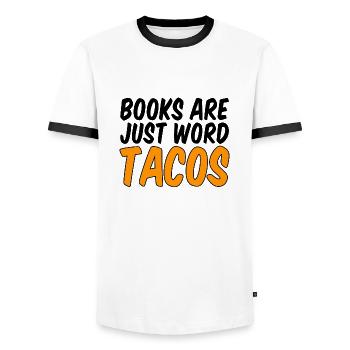 Books Are Just Word Tacos - Männer Kontrast-T-Shirt - Weiß/Schwarz - Vorne - AI Model Female 172 light (172cm) & AI Model Male 178 dark (178cm)
