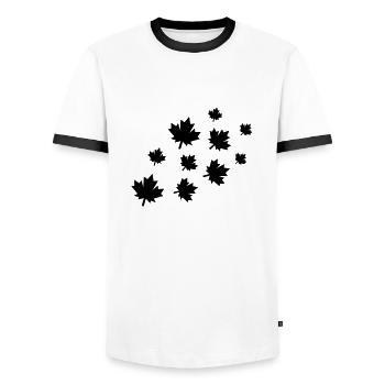 Maple Leaves - Men's Ringer Shirt - white/black - Front - AI Model Female 172 light (172cm) & AI Model Male 178 dark (178cm)