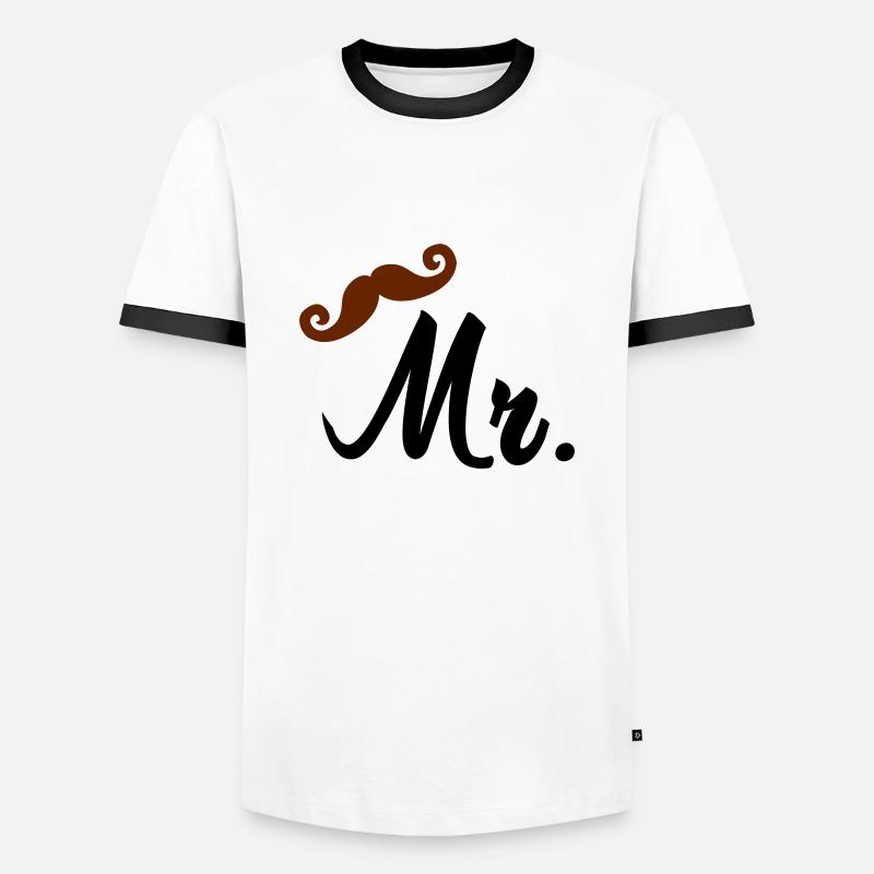 mr - Männer Kontrast-T-Shirt - Weiß/Schwarz