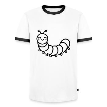 Chenille Papillon Ver - T-shirt contrasté Homme - blanc/noir - Devant - AI Model Female 172 light (172cm) & AI Model Male 178 dark (178cm)