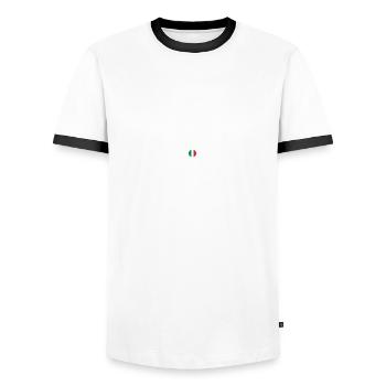 Italie - Livourne - Italien - Italie - T-shirt contrasté Homme - blanc/noir - Devant - AI Model Female 172 light (172cm) & AI Model Male 178 dark (178cm)