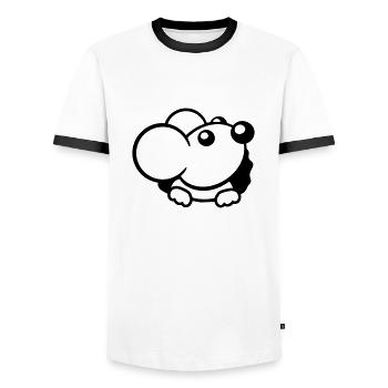 Maus Wand Loch Mauseloch Guckt Süß Lustig Comic - Männer Kontrast-T-Shirt - Weiß/Schwarz - Vorne - AI Model Female 172 light (172cm) & AI Model Male 178 dark (178cm)