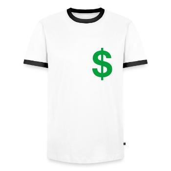 Lettre d dollar - T-shirt contrasté Homme - blanc/noir - Devant - AI Model Female 172 light (172cm) & AI Model Male 178 dark (178cm)
