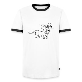 Mouse exhausted sad desperately tired suffering sweet - Men's Ringer Shirt - white/black - Front - AI Model Female 172 light (172cm) & AI Model Male 178 dark (178cm)