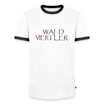 WaLdviertLer - Männer Kontrast-T-Shirt - Weiß/Schwarz - Vorne - AI Model Female 172 light (172cm) & AI Model Male 178 dark (178cm)