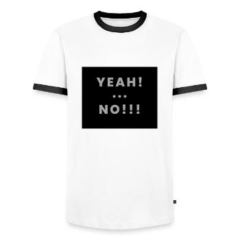 yeah no - T-shirt contrasté Homme - blanc/noir - Devant - AI Model Female 172 light (172cm) & AI Model Male 178 dark (178cm)
