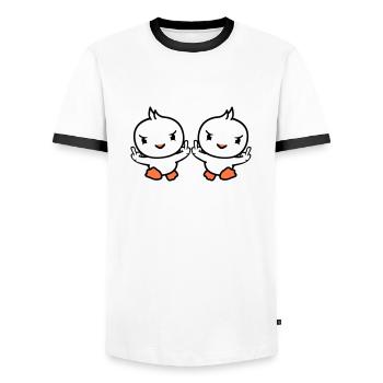 2 Birds Evil Middle Finger Show Bad Boys Running - Men's Ringer Shirt - white/black - Front - AI Model Female 172 light (172cm) & AI Model Male 178 dark (178cm)