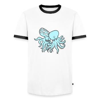 2 Böse Oktopus Kraken Tintenfisch Kopffüßer Team - Männer Kontrast-T-Shirt - Weiß/Schwarz - Vorne - AI Model Female 172 light (172cm) & AI Model Male 178 dark (178cm)