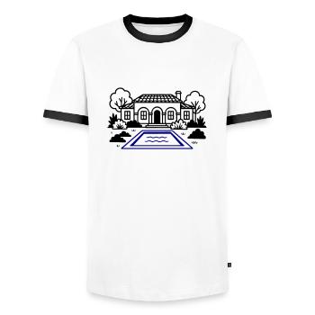 Finca House Villa - Men's Ringer Shirt - white/black - Front - AI Model Female 172 light (172cm) & AI Model Male 178 dark (178cm)