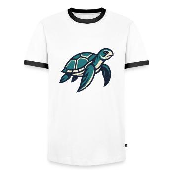 Traveler sea turtle - Men's Ringer Shirt - white/black - Front - AI Model Female 172 light (172cm) & AI Model Male 178 dark (178cm)