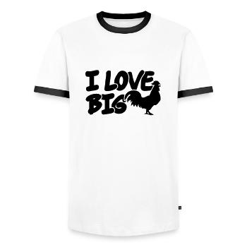 I Love Big Cocks - Männer Kontrast-T-Shirt - Weiß/Schwarz - Vorne - AI Model Female 172 light (172cm) & AI Model Male 178 dark (178cm)