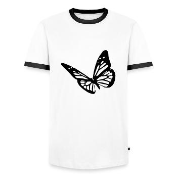 butterfly - Männer Kontrast-T-Shirt - Weiß/Schwarz - Vorne - AI Model Female 172 light (172cm) & AI Model Male 178 dark (178cm)