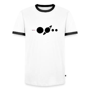 Sonnensystem* - Männer Kontrast-T-Shirt - Weiß/Schwarz - Vorne - AI Model Female 172 light (172cm) & AI Model Male 178 dark (178cm)