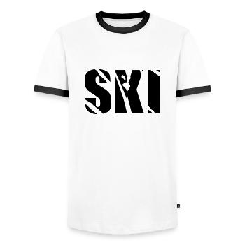 ski - Männer Kontrast-T-Shirt - Weiß/Schwarz - Vorne - AI Model Female 172 light (172cm) & AI Model Male 178 dark (178cm)