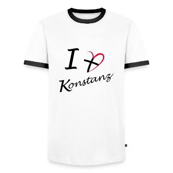 Konstanz Liebe - Männer Kontrast-T-Shirt - Weiß/Schwarz - Vorne - AI Model Female 172 light (172cm) & AI Model Male 178 dark (178cm)