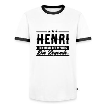 Mann Mythos Legende Henri - Männer Kontrast-T-Shirt - Weiß/Schwarz - Vorne - AI Model Female 172 light (172cm) & AI Model Male 178 dark (178cm)