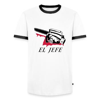 el jefe - Männer Kontrast-T-Shirt - Weiß/Schwarz - Vorne - AI Model Female 172 light (172cm) & AI Model Male 178 dark (178cm)