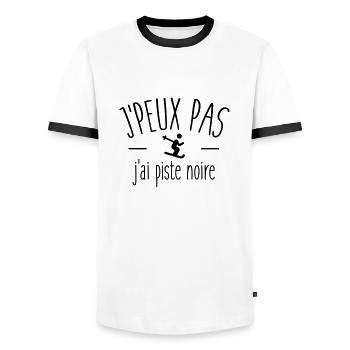 Je peux pas j'ai piste noire - T-shirt contrasté Homme - blanc/noir - Devant - AI Model Female 172 light (172cm) & AI Model Male 178 dark (178cm)