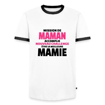 nouveau challenge être la meilleure mamie - T-shirt contrasté Homme - blanc/noir - Devant - AI Model Female 172 light (172cm) & AI Model Male 178 dark (178cm)