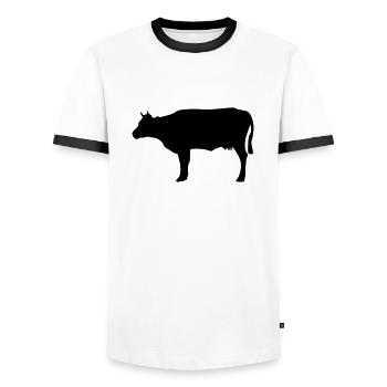 Vache - T-shirt contrasté Homme - blanc/noir - Devant - AI Model Female 172 light (172cm) & AI Model Male 178 dark (178cm)