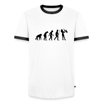 Saxophone Spielerin - Männer Kontrast-T-Shirt - Weiß/Schwarz - Vorne - AI Model Female 172 light (172cm) & AI Model Male 178 dark (178cm)