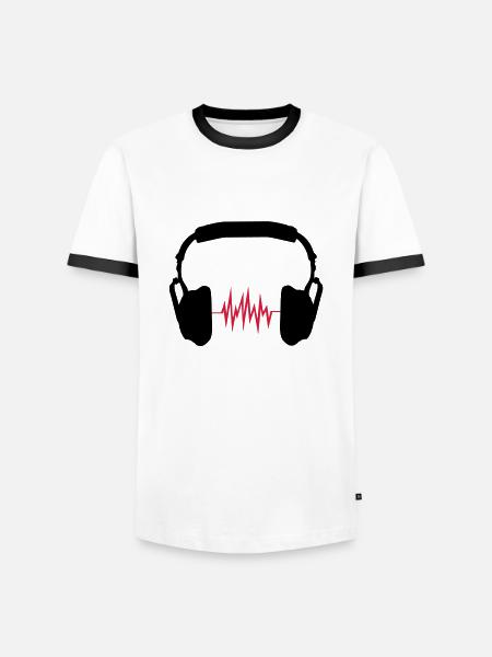 écouteurs - T-shirt contrasté Homme - blanc/noir