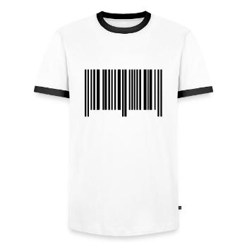 barcode symbol - Männer Kontrast-T-Shirt - Weiß/Schwarz - Vorne - AI Model Female 172 light (172cm) & AI Model Male 178 dark (178cm)