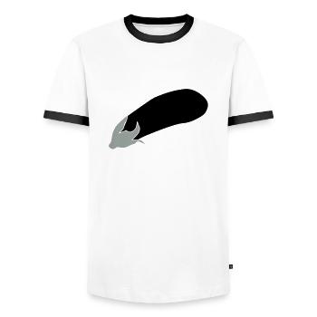 Aubergine - Männer Kontrast-T-Shirt - Weiß/Schwarz - Vorne - AI Model Female 172 light (172cm) & AI Model Male 178 dark (178cm)