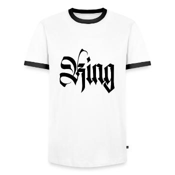 ROI et reine - T-shirt contrasté Homme - blanc/noir - Devant - AI Model Female 172 light (172cm) & AI Model Male 178 dark (178cm)