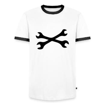 Schraubenschlüssel - Männer Kontrast-T-Shirt - Weiß/Schwarz - Vorne - AI Model Female 172 light (172cm) & AI Model Male 178 dark (178cm)