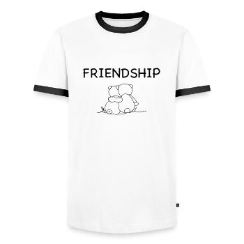 Friendship - Freundschaft - Männer Kontrast-T-Shirt - Weiß/Schwarz - Vorne - AI Model Female 172 light (172cm) & AI Model Male 178 dark (178cm)