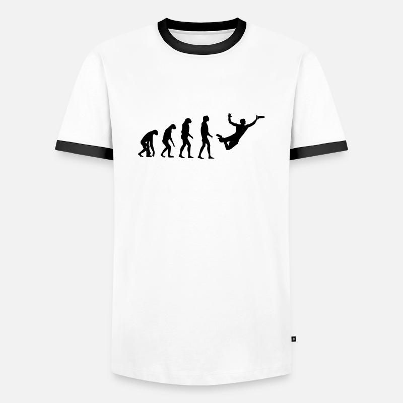 Ultimate Frisbee Evolution - Männer Kontrast-T-Shirt - Weiß/Schwarz