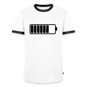battery_01 - Men's Ringer Shirt - white/black - Front - AI Model Female 172 light (172cm) & AI Model Male 178 dark (178cm)