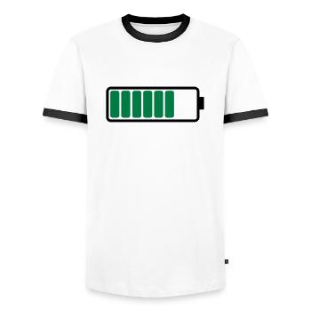 battery_02 - Men's Ringer Shirt - white/black - Front - AI Model Female 172 light (172cm) & AI Model Male 178 dark (178cm)