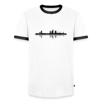Skyline - Frankfurt - Männer Kontrast-T-Shirt - Weiß/Schwarz - Vorne - AI Model Female 172 light (172cm) & AI Model Male 178 dark (178cm)