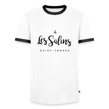 Les Salins - Saint Tropez - T-shirt contrasté Homme - blanc/noir - Devant - AI Model Female 172 light (172cm) & AI Model Male 178 dark (178cm)