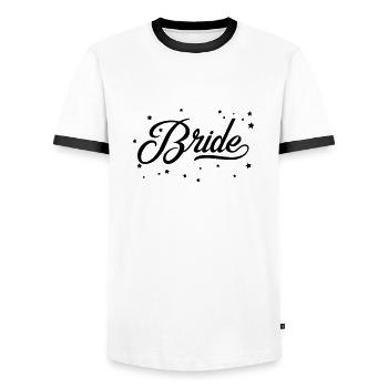 (bride_stars) - Männer Kontrast-T-Shirt - Weiß/Schwarz - Vorne - AI Model Female 172 light (172cm) & AI Model Male 178 dark (178cm)