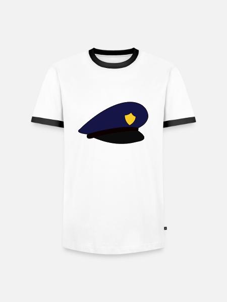 Polizeimütze Mütze Polizei - Männer Kontrast-T-Shirt - Weiß/Schwarz