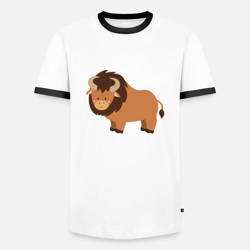 bison - Männer Kontrast-T-Shirt - Weiß/Schwarz