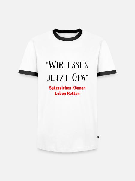 Wir essen jetzt Opa - Männer Kontrast-T-Shirt - Weiß/Schwarz