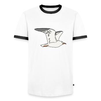 Möwe - Männer Kontrast-T-Shirt - Weiß/Schwarz - Vorne - AI Model Female 172 light (172cm) & AI Model Male 178 dark (178cm)