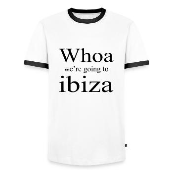 Ibiza Spain Party Holiday - Men's Ringer Shirt - white/black - Front - AI Model Female 172 light (172cm) & AI Model Male 178 dark (178cm)