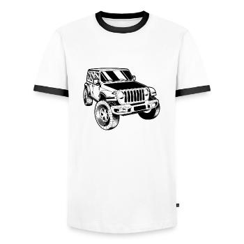 Geländewagen | Off Road Auto | Militärauto | Truck - Männer Kontrast-T-Shirt - Weiß/Schwarz - Vorne - AI Model Female 172 light (172cm) & AI Model Male 178 dark (178cm)